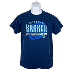 Seattle Kraken Shirt Men Medium Blue Short Sleeve Hockey NHL Short Sleeve Tee